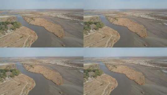 新疆巴州且末县车尔臣河自然风光航拍高清在线视频素材下载