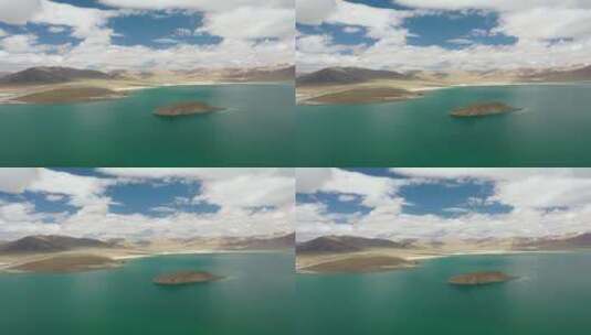 西藏阿里青藏高原当穹错措湖泊自然风光航拍高清在线视频素材下载