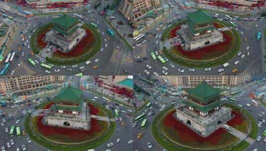 陕西省西安市钟楼航拍高清在线视频素材下载