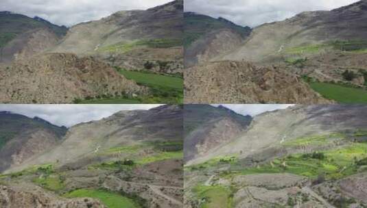 西藏山南市措美洛扎县藏式碉楼田园风光高清在线视频素材下载