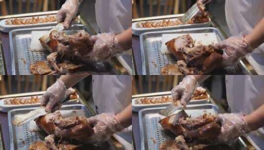 中国烤鸭片鸭高清在线视频素材下载