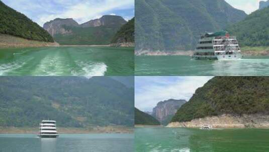 清江河中的游船高清在线视频素材下载