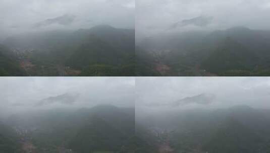 航拍浙江湖州安吉山区清晨高山大雾高清在线视频素材下载