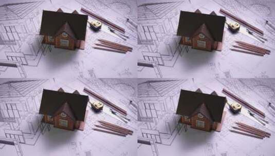房屋模型和图纸高清在线视频素材下载