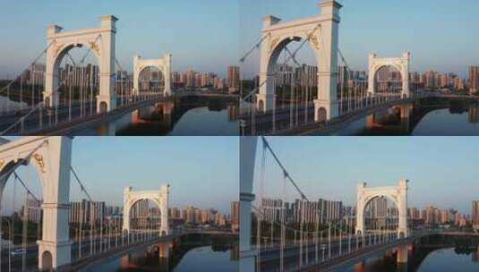 山东省临沂市祊河桥航拍4K素材高清在线视频素材下载