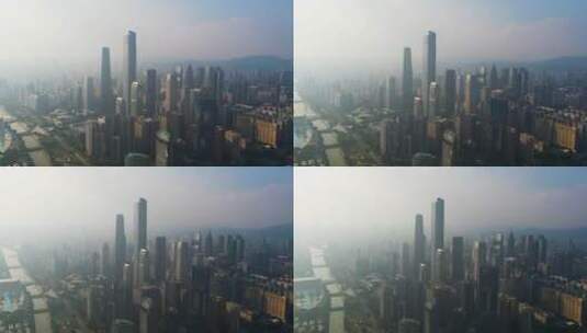 雾霾笼罩下的广州高清在线视频素材下载