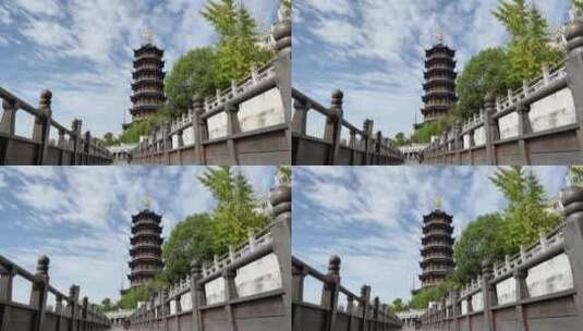 江苏泰州寺庙古塔延时拍摄  4k高清在线视频素材下载