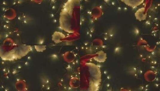 夜晚的圣诞装饰彩灯高清在线视频素材下载