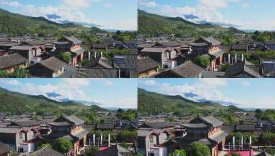 丽江玉龙雪山下的束河古镇高清在线视频素材下载