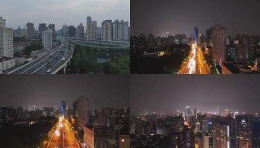 上海浦西延安高架夜景高清在线视频素材下载