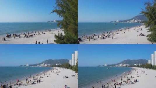 广东惠州巽寮湾风光海滩游客游玩C高清在线视频素材下载