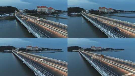 电影级航拍苏州太湖大桥夜景蓝调密度高清在线视频素材下载
