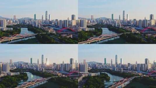深圳罗湖城市天际线航拍高清在线视频素材下载
