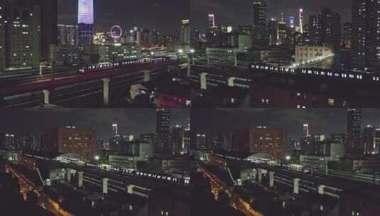 上海夜景地铁进站出站高清在线视频素材下载