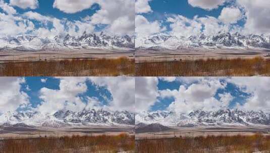 新疆喀什帕米尔高原蓝天白云雪山延时高清在线视频素材下载