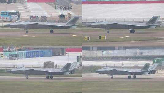 4K超稳：中国航展歼-20战斗机首次降落高清在线视频素材下载