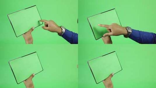绿屏背景用手指触摸平板电脑高清在线视频素材下载