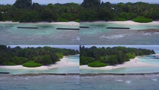 有白色沙滩的海边风景航拍高清在线视频素材下载