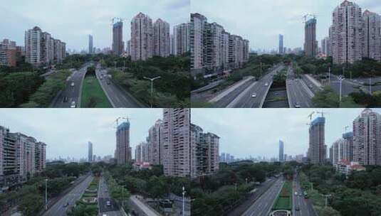 城市建设深圳风光深南大道绿化高楼林立F高清在线视频素材下载