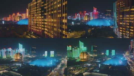 杭州钱江新城最新灯光秀一镜到底高清在线视频素材下载