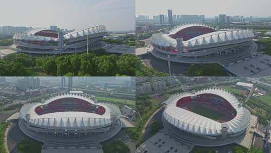 武汉体育中心环绕上升镜头高清在线视频素材下载