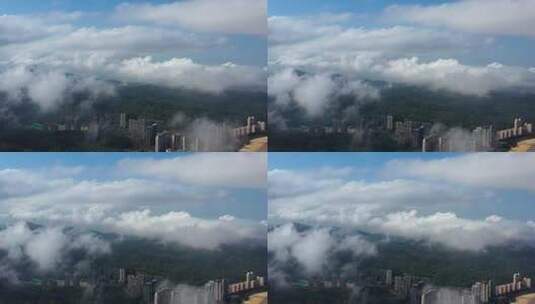 航拍珠海城市的低云高清在线视频素材下载