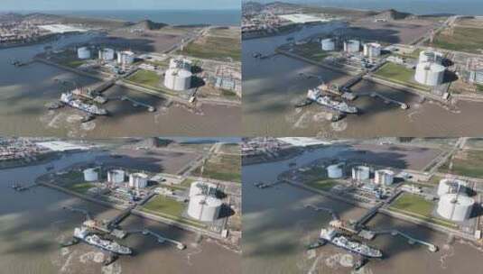 洋山深水港LNG码头高清在线视频素材下载