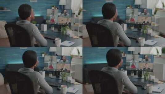 员工通过视频会议讨论高清在线视频素材下载
