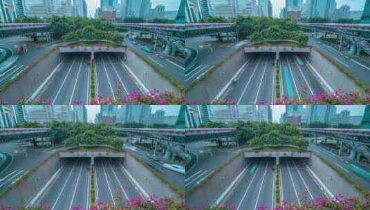 广州_珠江新城CBD_隧道车流延时4K高清在线视频素材下载
