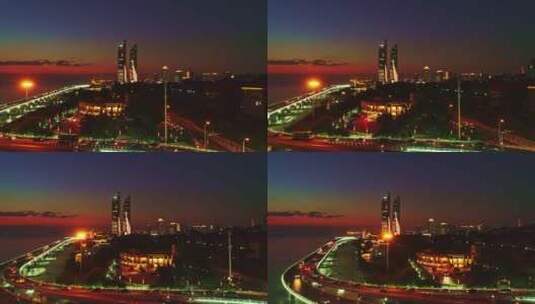 【原创4K】演武大桥世茂海峡双子大厦夜景高清在线视频素材下载