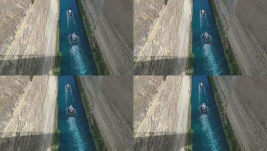 科林斯运河水上航行的船只高清在线视频素材下载