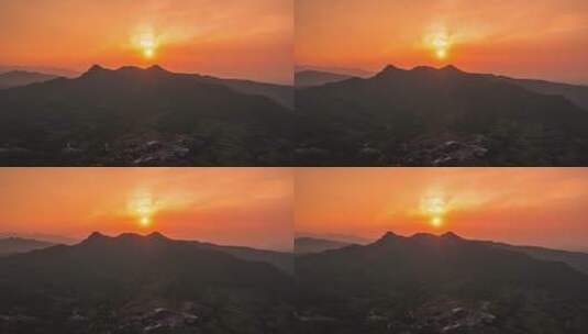 郑州登封中岳嵩山日落航拍延时摄影高清在线视频素材下载