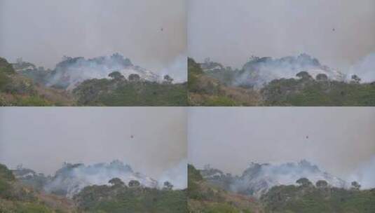 消防直升机用水灭火高清在线视频素材下载