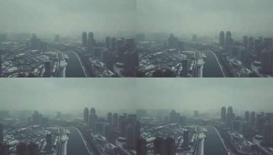天津之眼雪景航拍高清在线视频素材下载