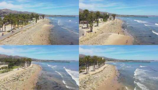 海滩浪花航拍景观高清在线视频素材下载