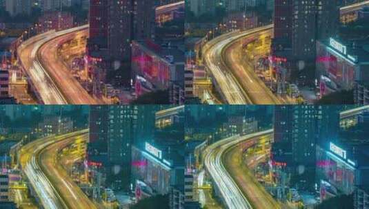 武汉延时摄影城市交通城市快节奏车流慢门高清在线视频素材下载