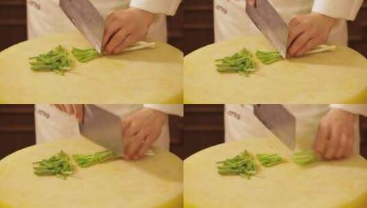 厨师切小葱香葱 (1)高清在线视频素材下载