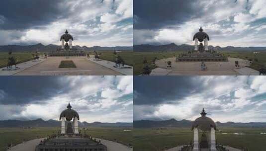 内蒙古成吉思汗像航拍高清在线视频素材下载