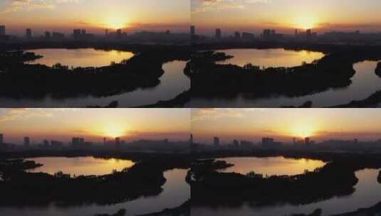 广州海珠湖日落高清在线视频素材下载