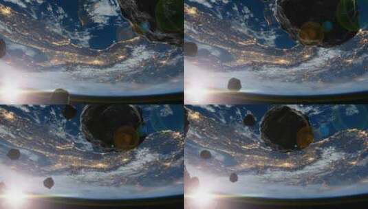 小行星与地球高清在线视频素材下载