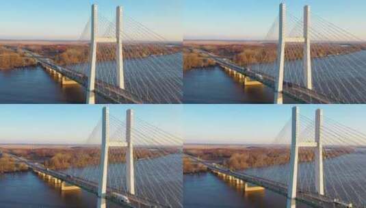 航拍密西西比河上的桥梁高清在线视频素材下载
