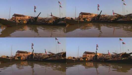 马里非洲尼日尔河上的船只高清在线视频素材下载