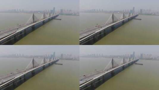 航拍江西南昌赣江朝阳大桥高清在线视频素材下载
