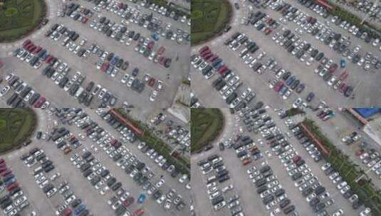 城市大型停车场航拍高清在线视频素材下载