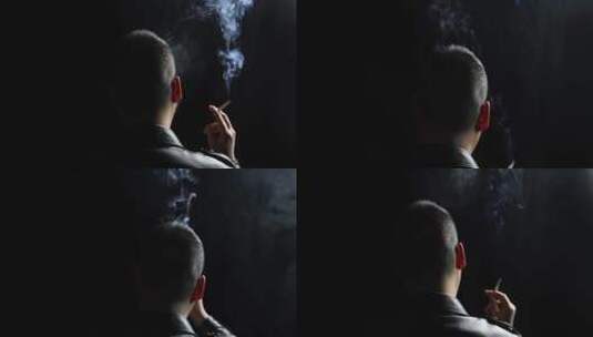男人独自抽烟吸烟思考谋划 有害健康 4k高清在线视频素材下载