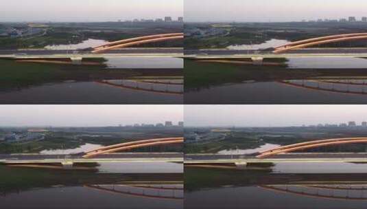 竖版航拍湖南衡阳陆家新区城市夜景观光桥高清在线视频素材下载