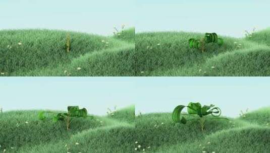 草地植物生长三维3D高清在线视频素材下载