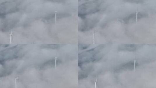 山脉山峰 电力风车 云雾云海高清在线视频素材下载