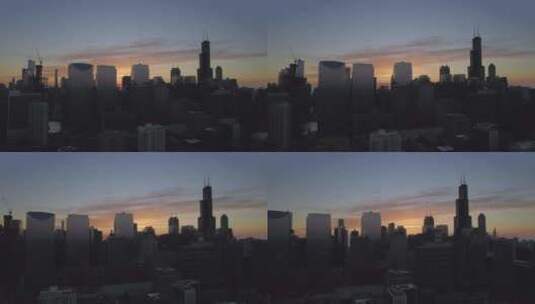 空中航拍城市日落高清在线视频素材下载