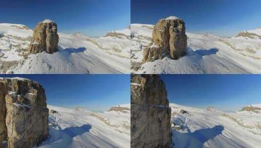 裸露的山地和滑雪餐厅高清在线视频素材下载